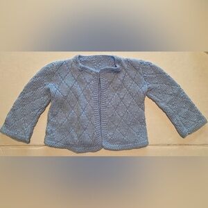 Handmade Soft Knit Open Cardigan Sweater Blue Girls size (18 months - 2T)